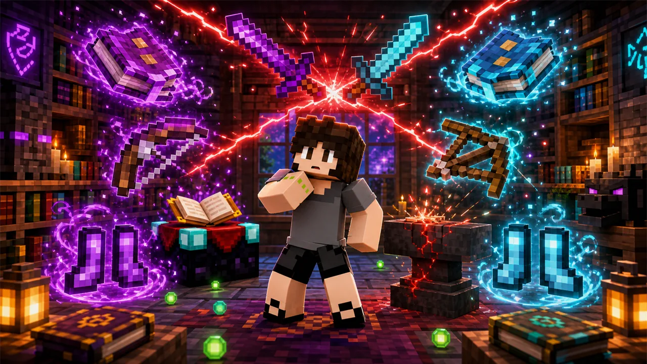 Encantamentos incompatíveis no Minecraft: quais não combinam (2026)