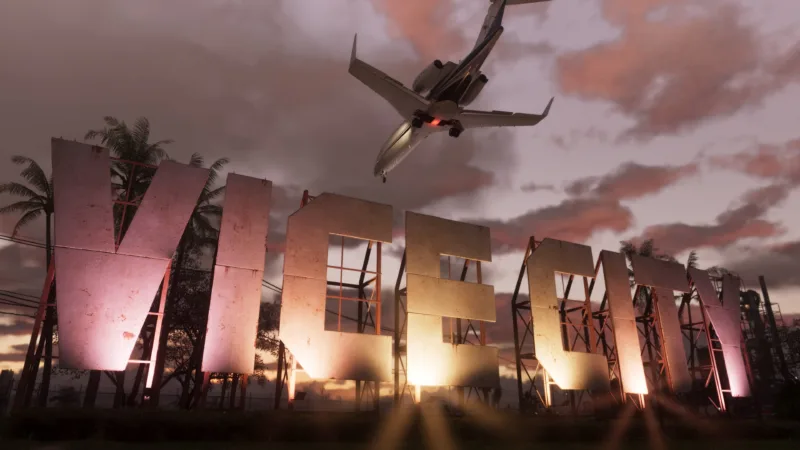 Placa de Vice City com avião sobrevoando em GTA 6